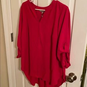 Pink elbow length blouse 1X